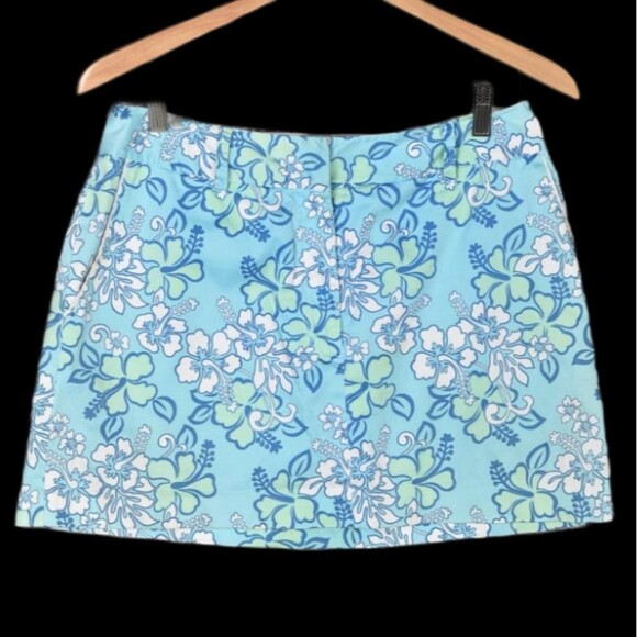 Island Republic Blue Floral Twill Golf Athletic Skirt Size 10 - Picture 1 of 3